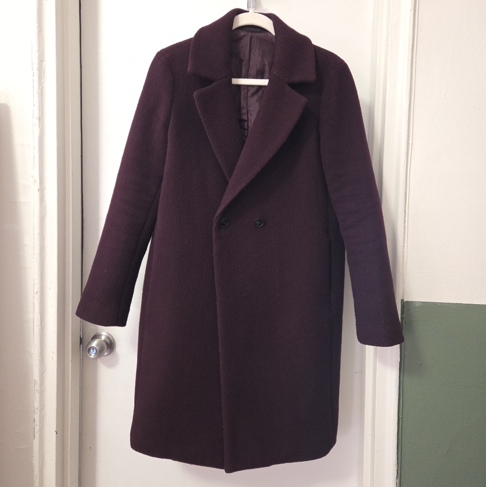 Uniqlo Double Breasted Wool Blend Tailored Coat